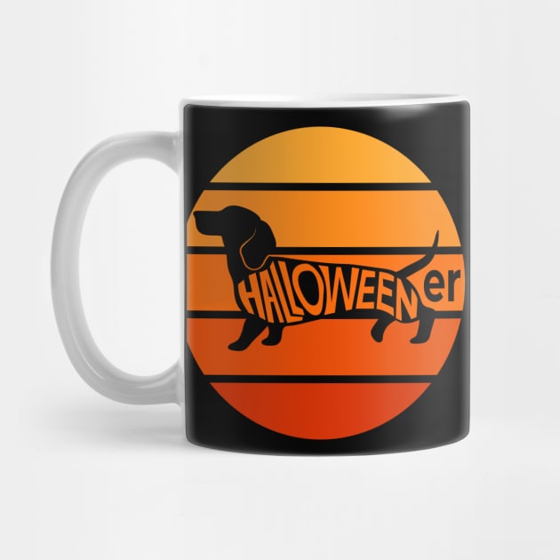 Dachshund Halloween Vintage Retro Sillhouette by Midlife50